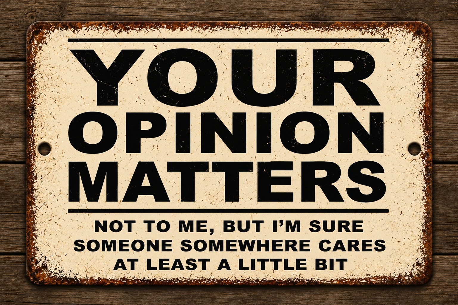 Funny Sarcastic Metal Tin Sign – Your Opinion Matters Just Not To Me – 8×12 Inch