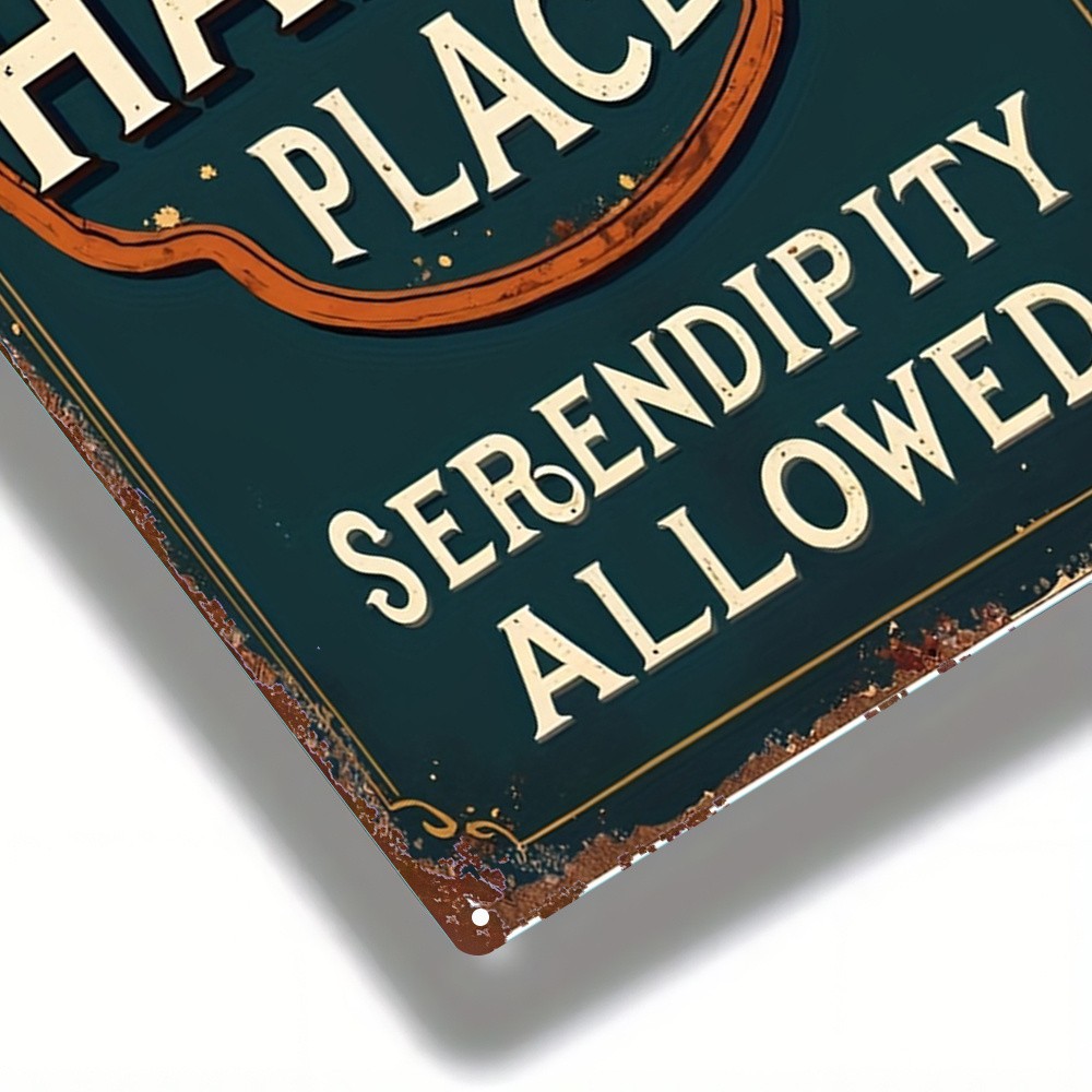 Vintage Tin Sign Round Border Brown White Lettering