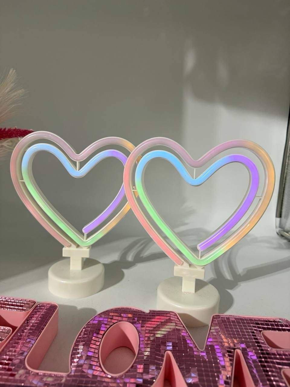 LED Heart Light Decor Set LOVE Sign Vase Valentine Romantic Lot