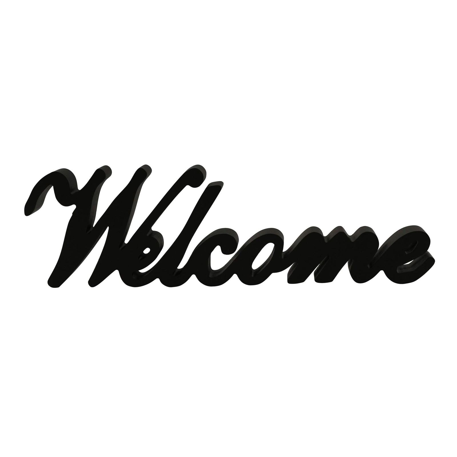 CVHOMEDECO. Matt Black Wooden Words Sign Free Standing “Welcome” Desk/Table/S…