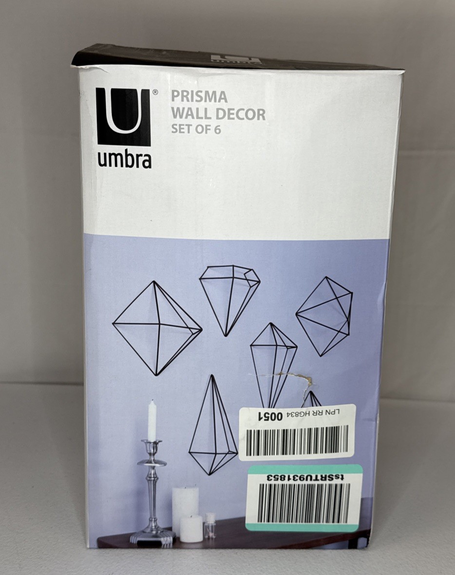 Umbra Prisma Geometric Metal Wall Decor (Set of 6), Black
