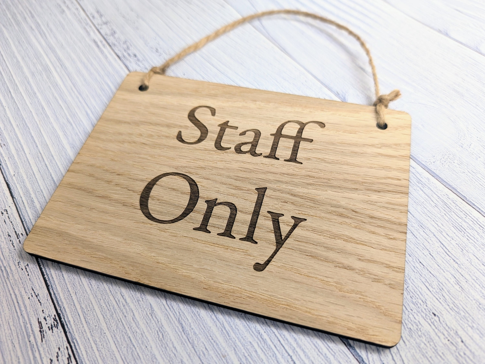 Personalised ‘Staff Only’ Wooden Sign | Custom Text/Logo Option – 4 Sizes