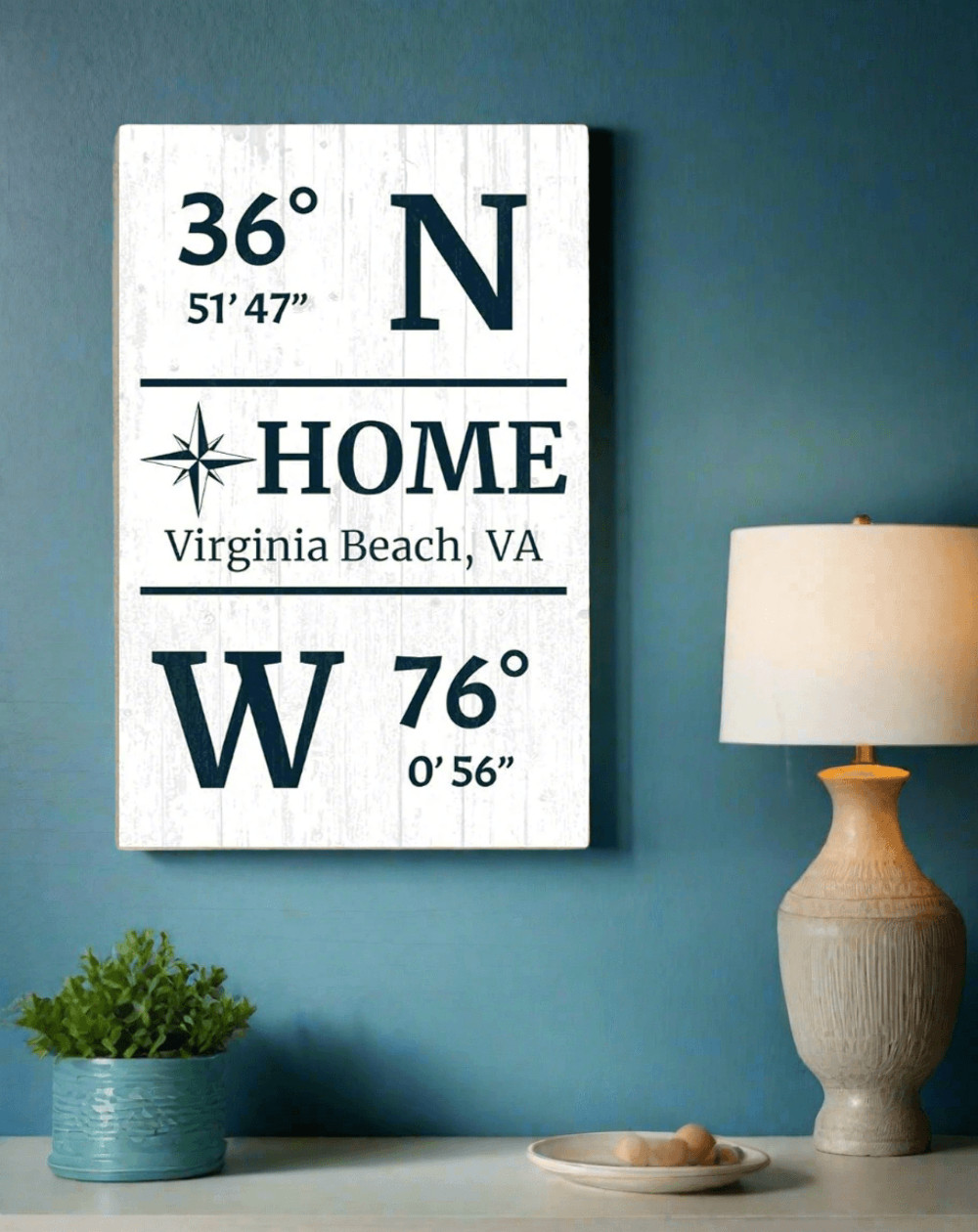 GPS Coordinate Sign Personalized Solid Wood Latitude Longitude Wall Art – 16.5″