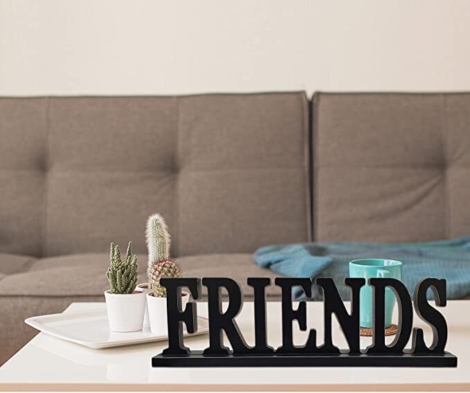 Wooden Friends Sign for Home Decor- Freestanding Cutout Wooden Words Sign Decor