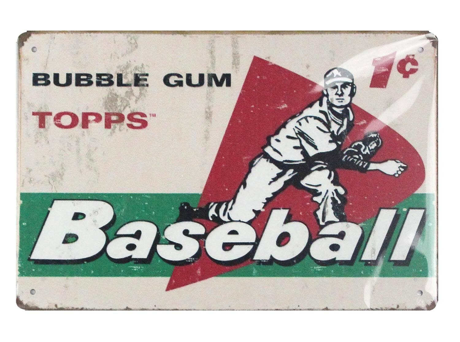 contemporary home decor Bubble gum Baseball tin metal sign