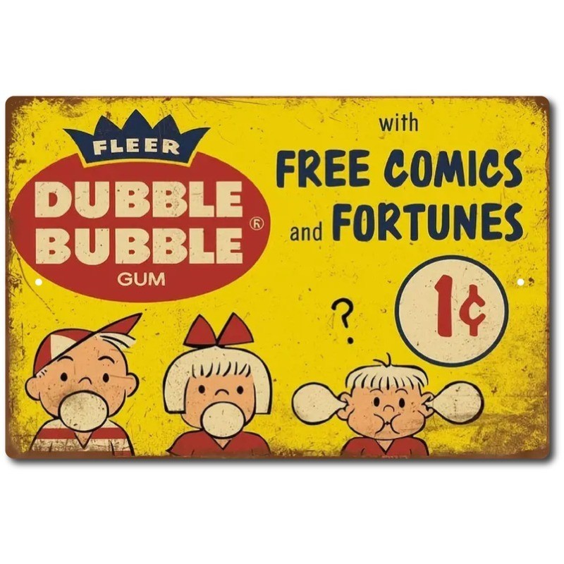 TIN SIGN Double Bubble Gum Sign Vintage Look Retro Metal Tin Sign Gum Décor
