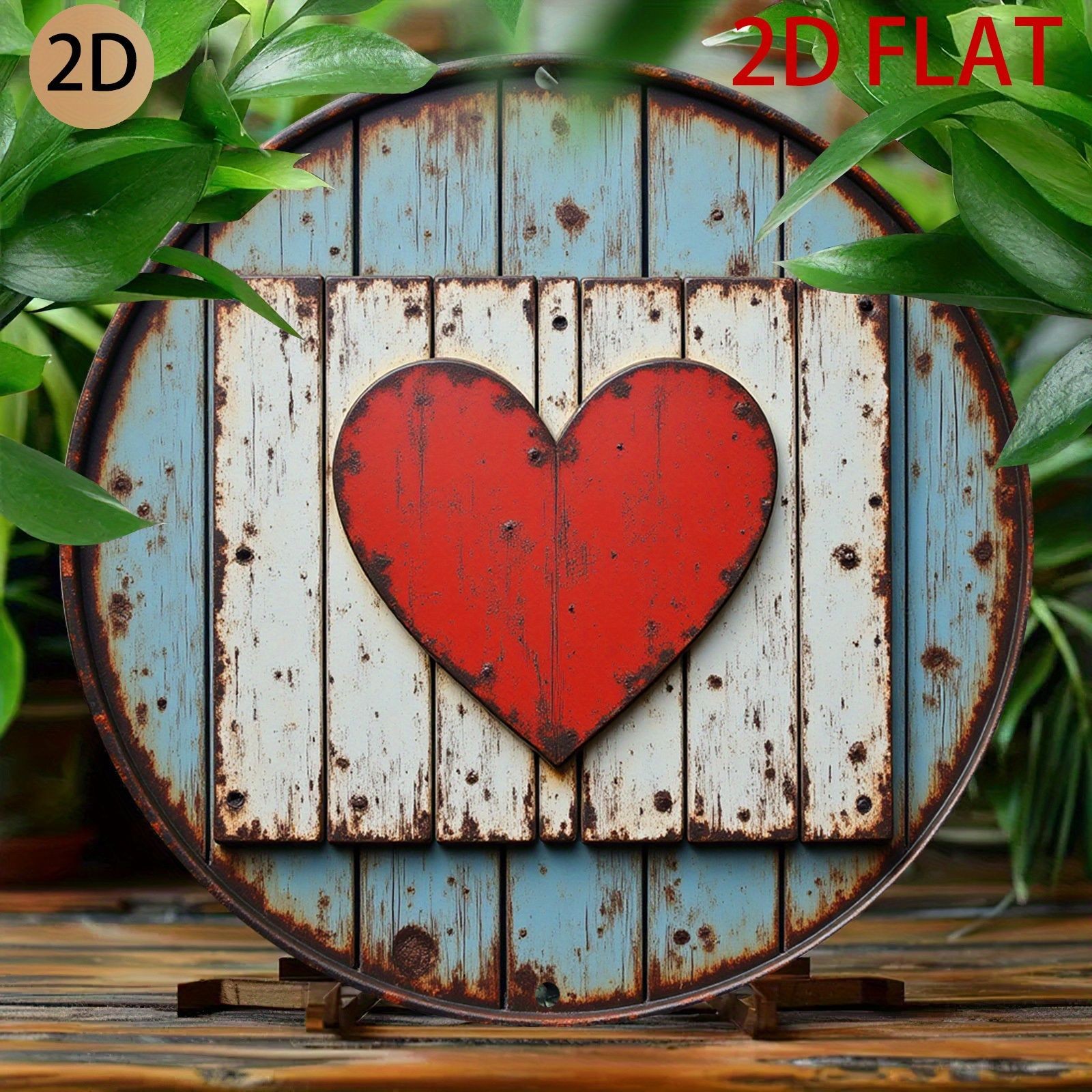 Red Heart Metal Sign Vintage Farmhouse Rustic Wall Art Hanging Decoration Gift