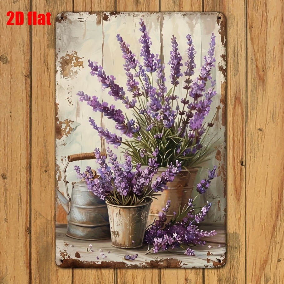 Garden Lavender Metal Tin Signs Plate Purple Flower Farmhouse Plaque Wall decor