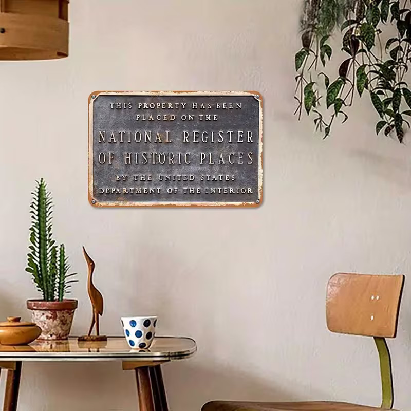 NEW 2D 8×12 Blue Brown “National Register Of Historic Places” Metal Wall Sign