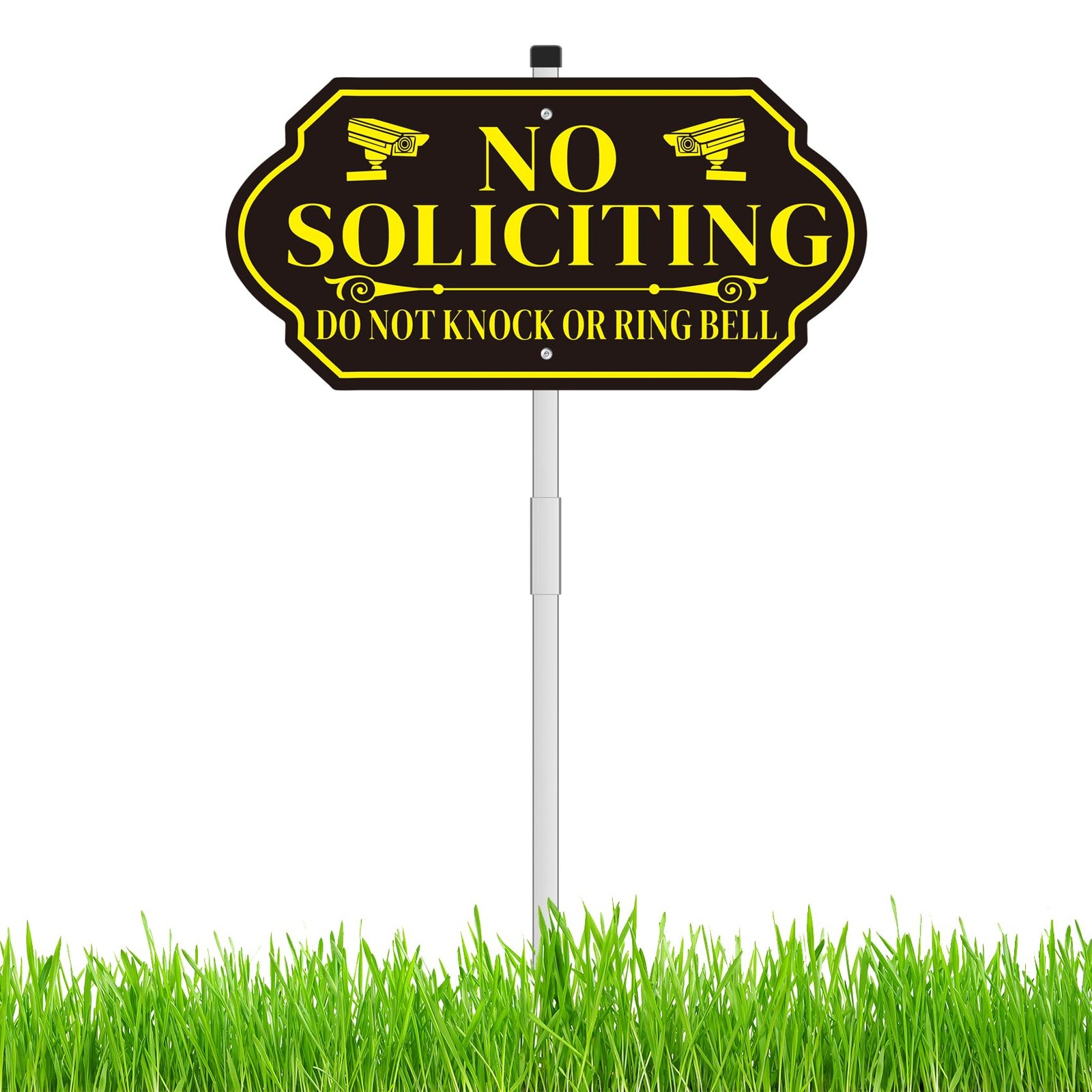 No Soliciting Sign with Stake for House – Adjustable Height Heavy Duty Aluminum
