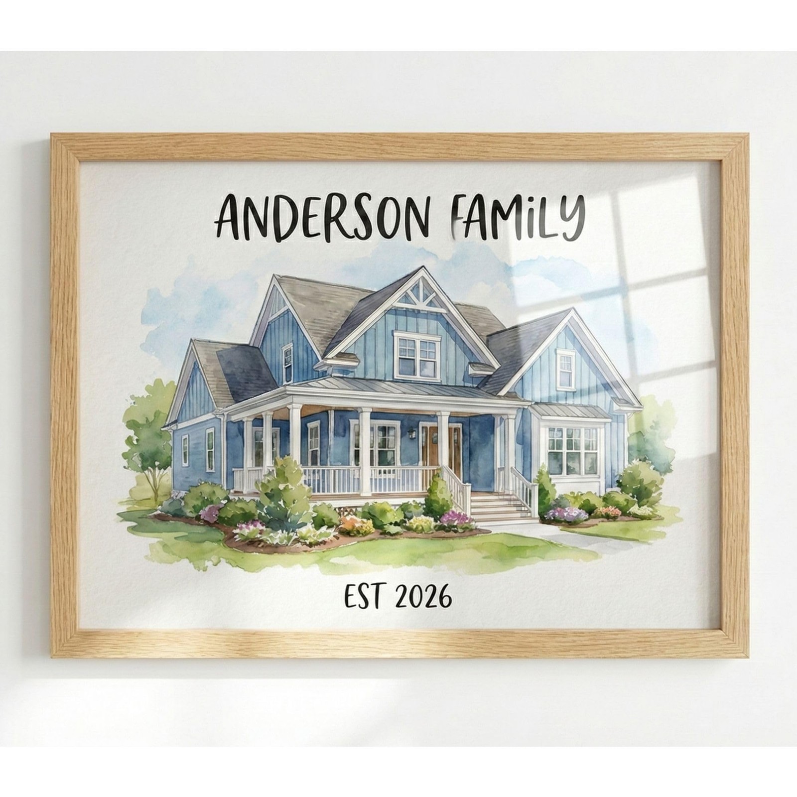 Custom Watercolor House Portrait on Acrylic – Personalized Family Gift