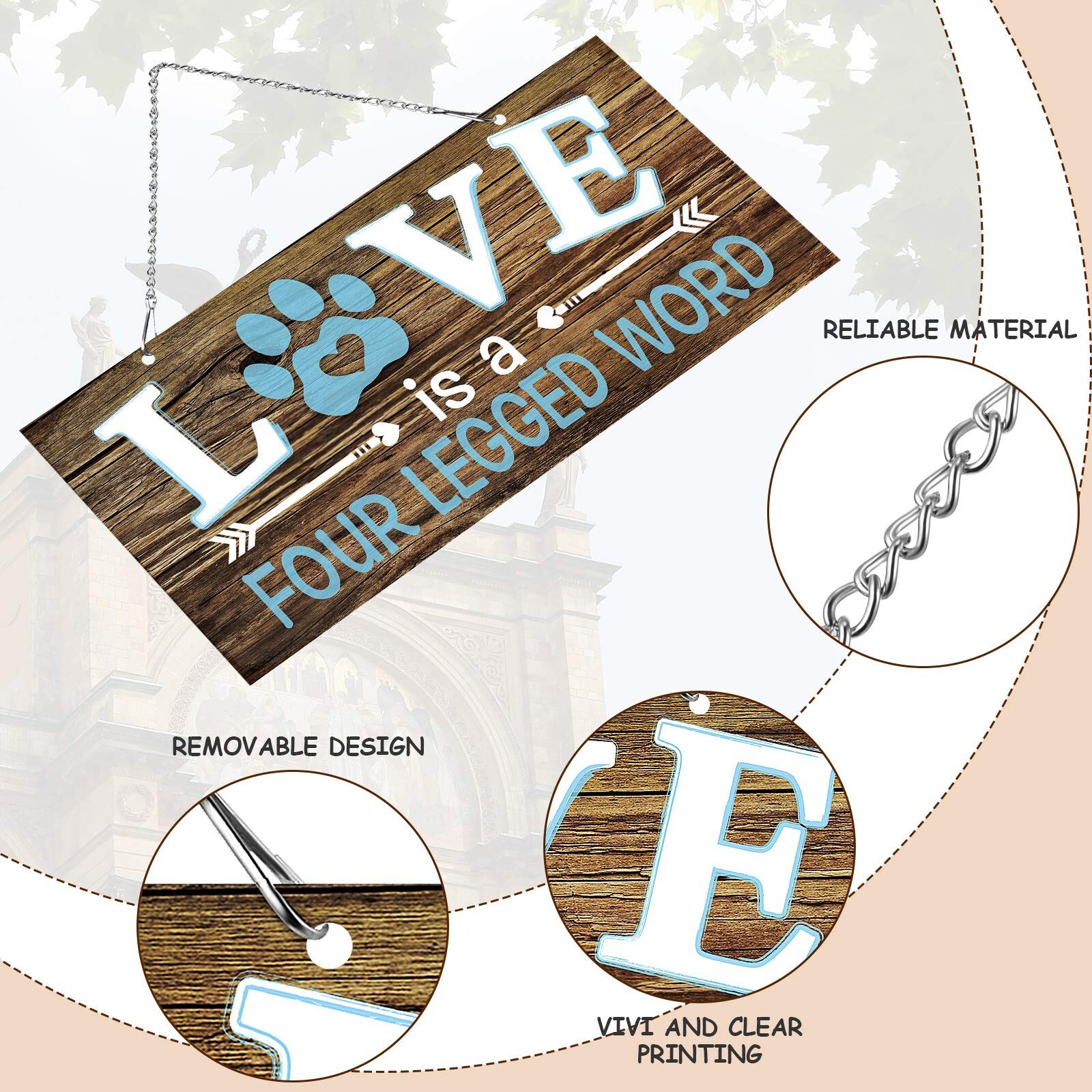 Love is a Four Legged Word Pet Paw Metal Hanging Vintage Decorative Signs Pla…