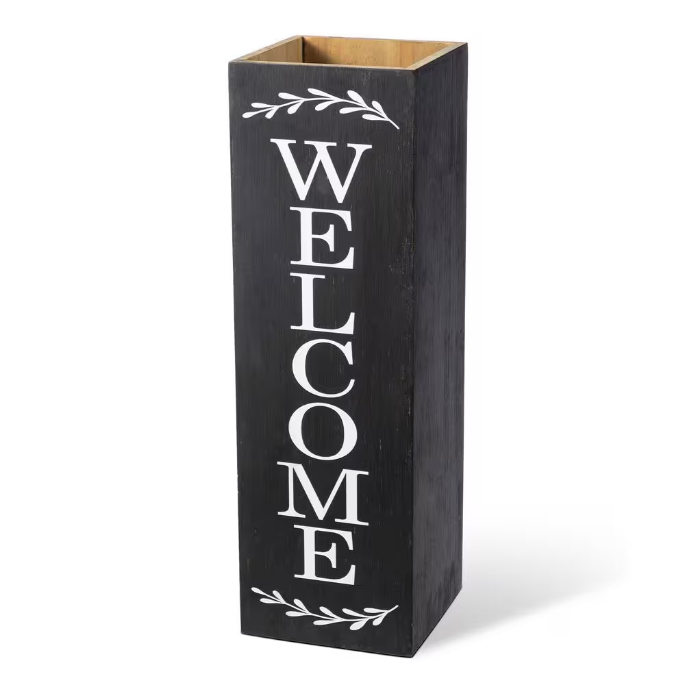 24 In. H Double Sided Solid Wood Black Boxed “WELCOME PORCH” Porch Sign