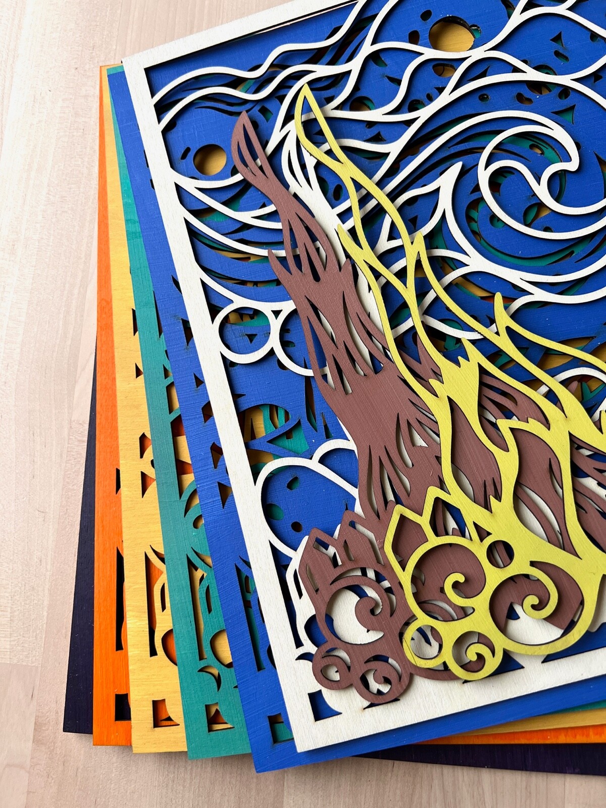 Starry night mandala Wooden Wall art 3D picture Unique Gift 🎁Birthday present