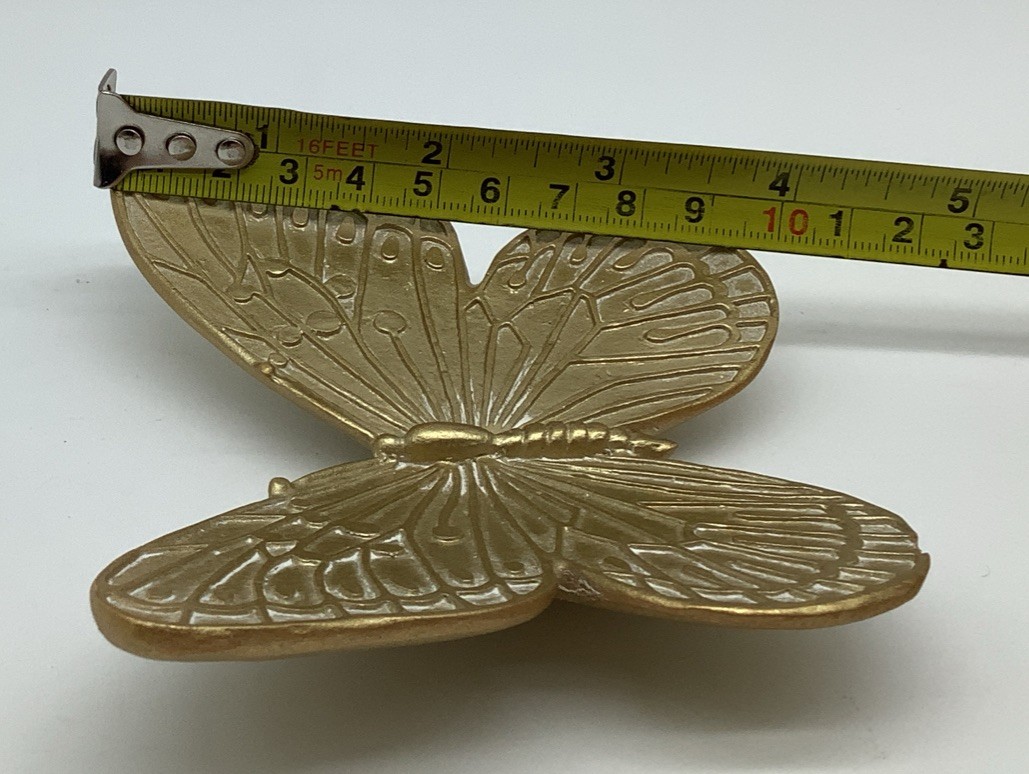 Set Of 8 Vintage Retro Mid Century Plastic Gold Butterfly Wall Hanging Art
