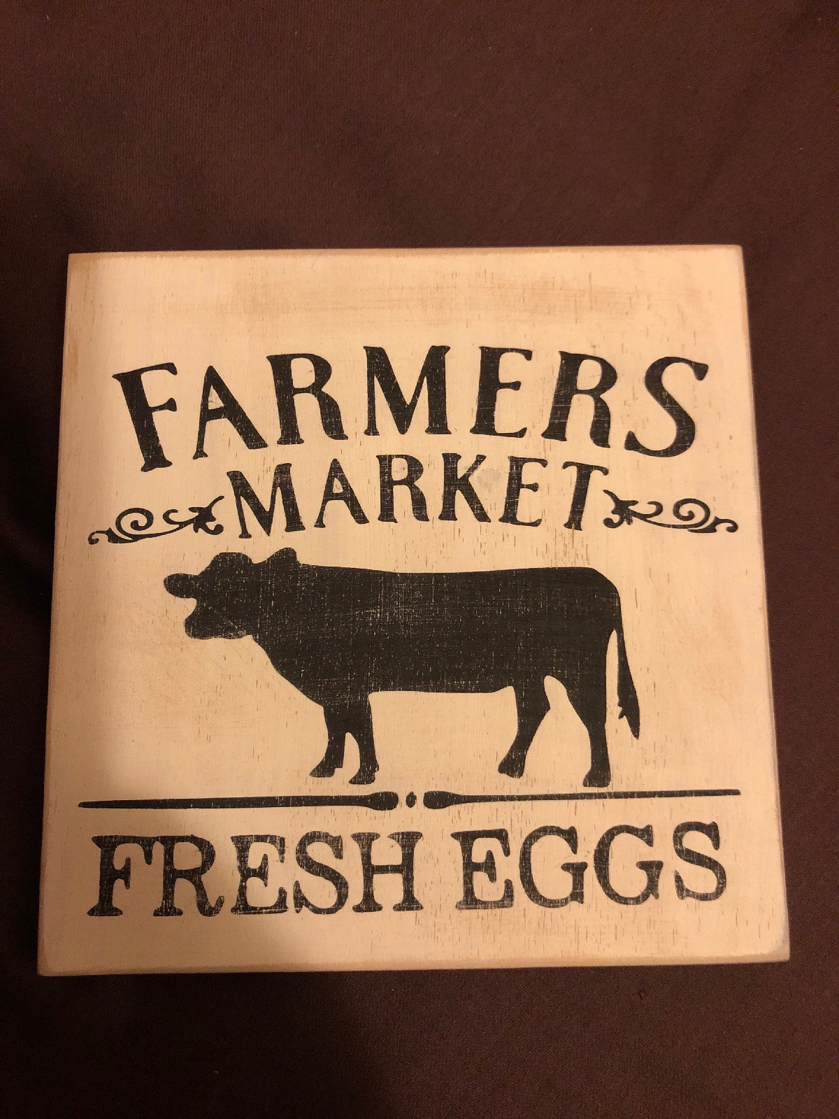 Farmhouse Wooden Plaque 4 1/2 In. Fresh Eggs. White & Black