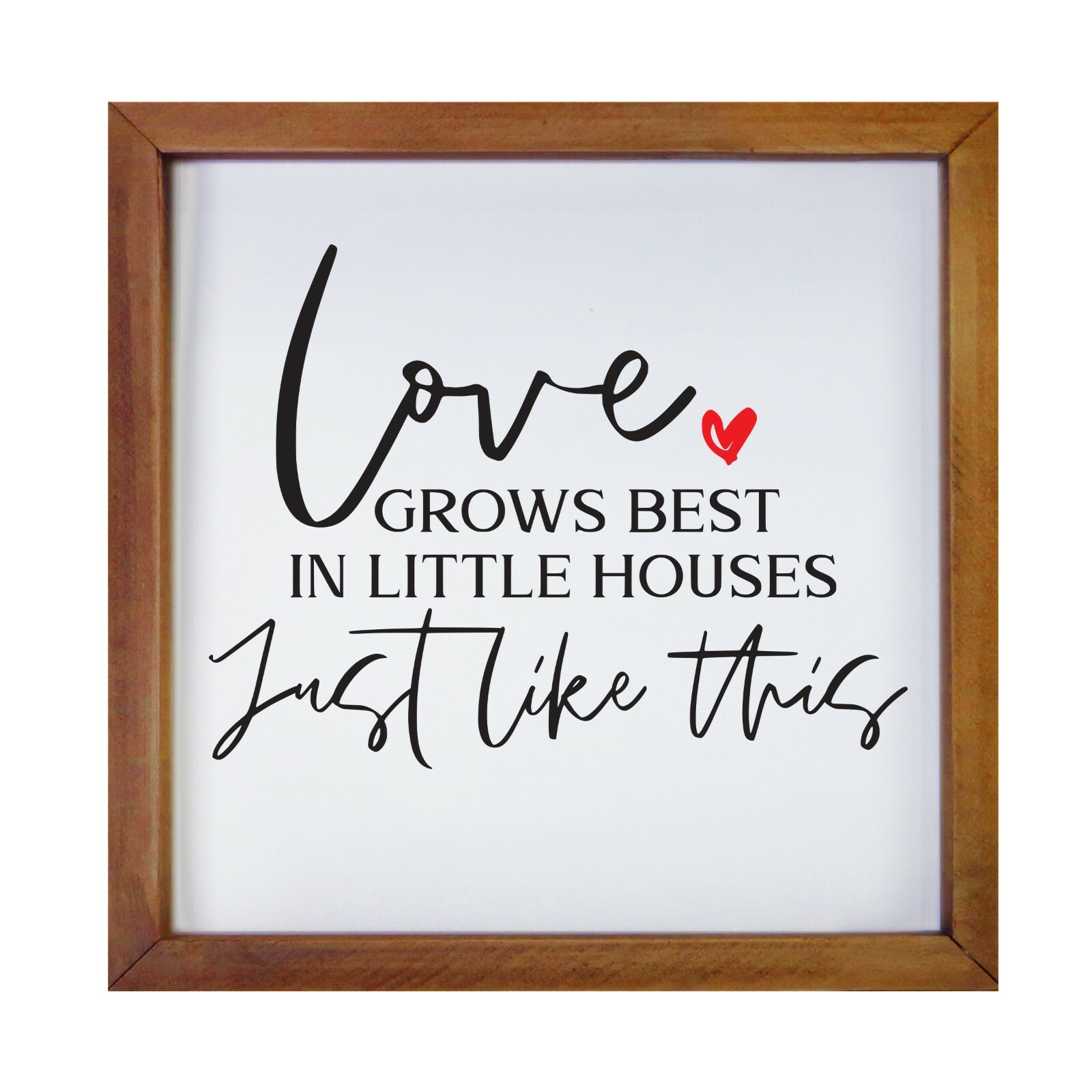 Inspirational 7×7 Wooden Framed Shadow Box Modern Wall Art Decor – Love Grows