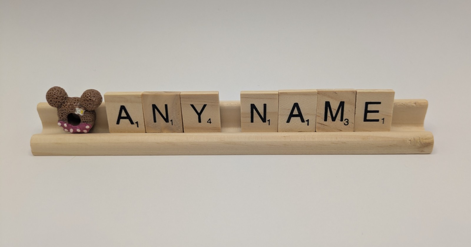 Scrabble Letter NAME + Charm Display Rack Stand Home Decor Personal *YOU CHOOSE!