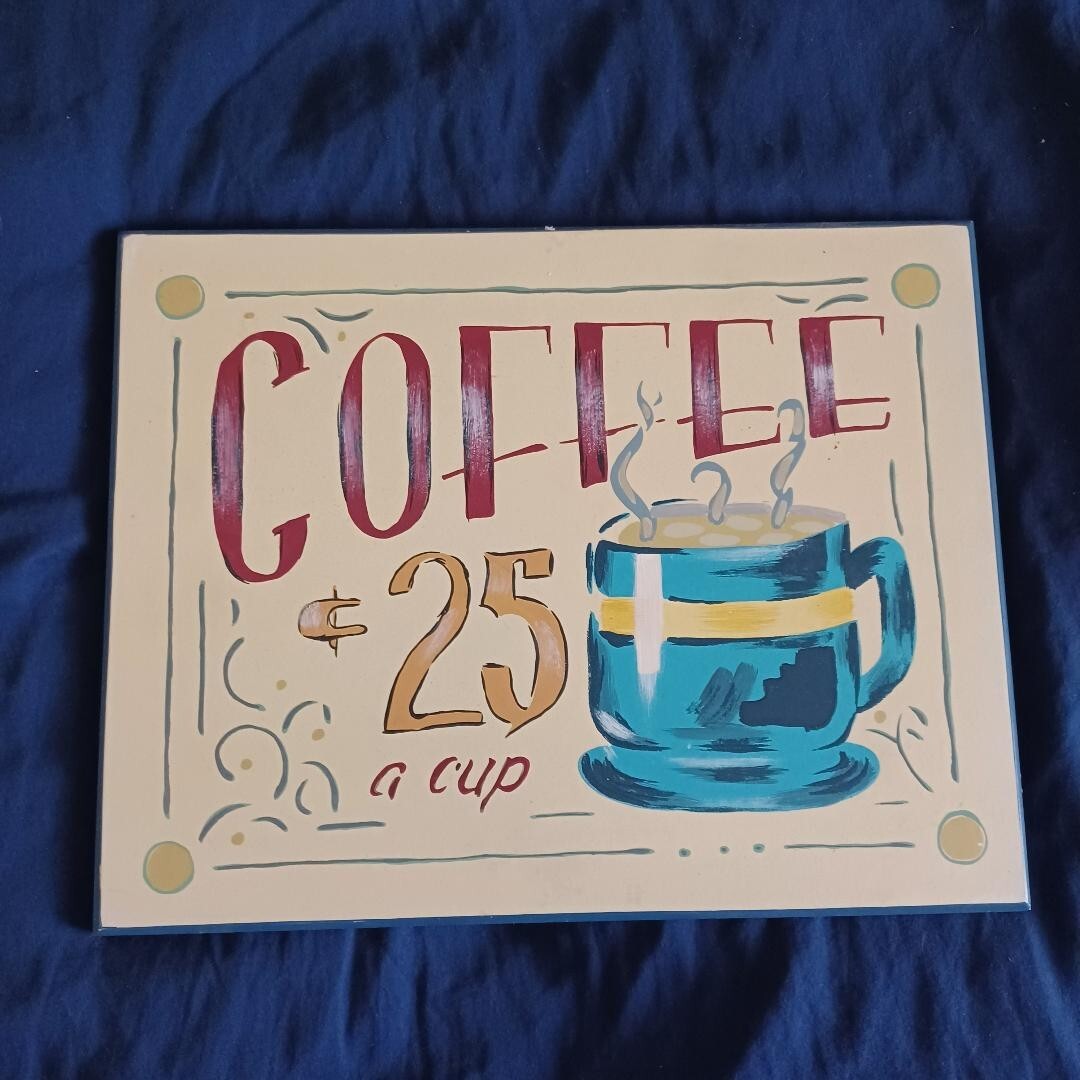 9 1/2″X 11 1/2″ Wood Sign Wall Art Home Decor Kitchen Inside Coffee 25 Cents Cup