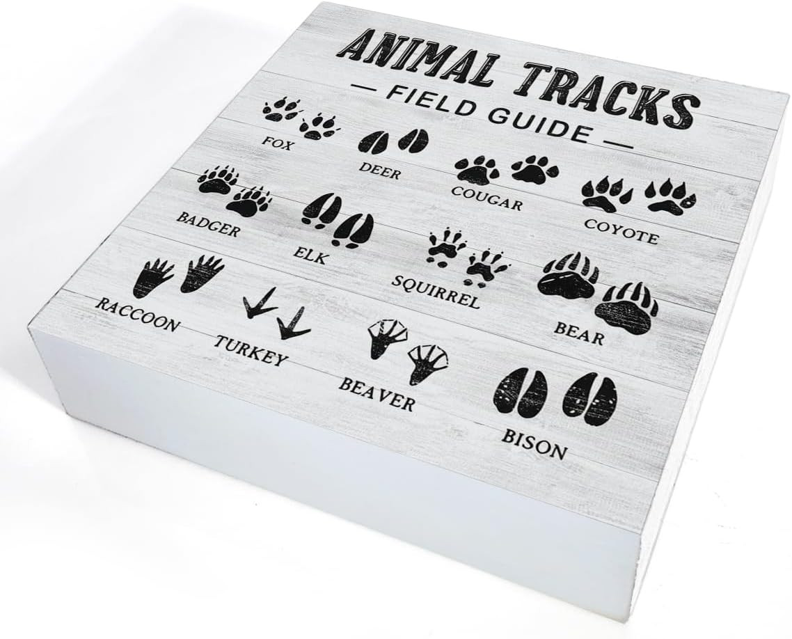 Hunting Room Decor, Wildlife Decor, Animal Tracks Field Guide Wooden Sign, Rusti