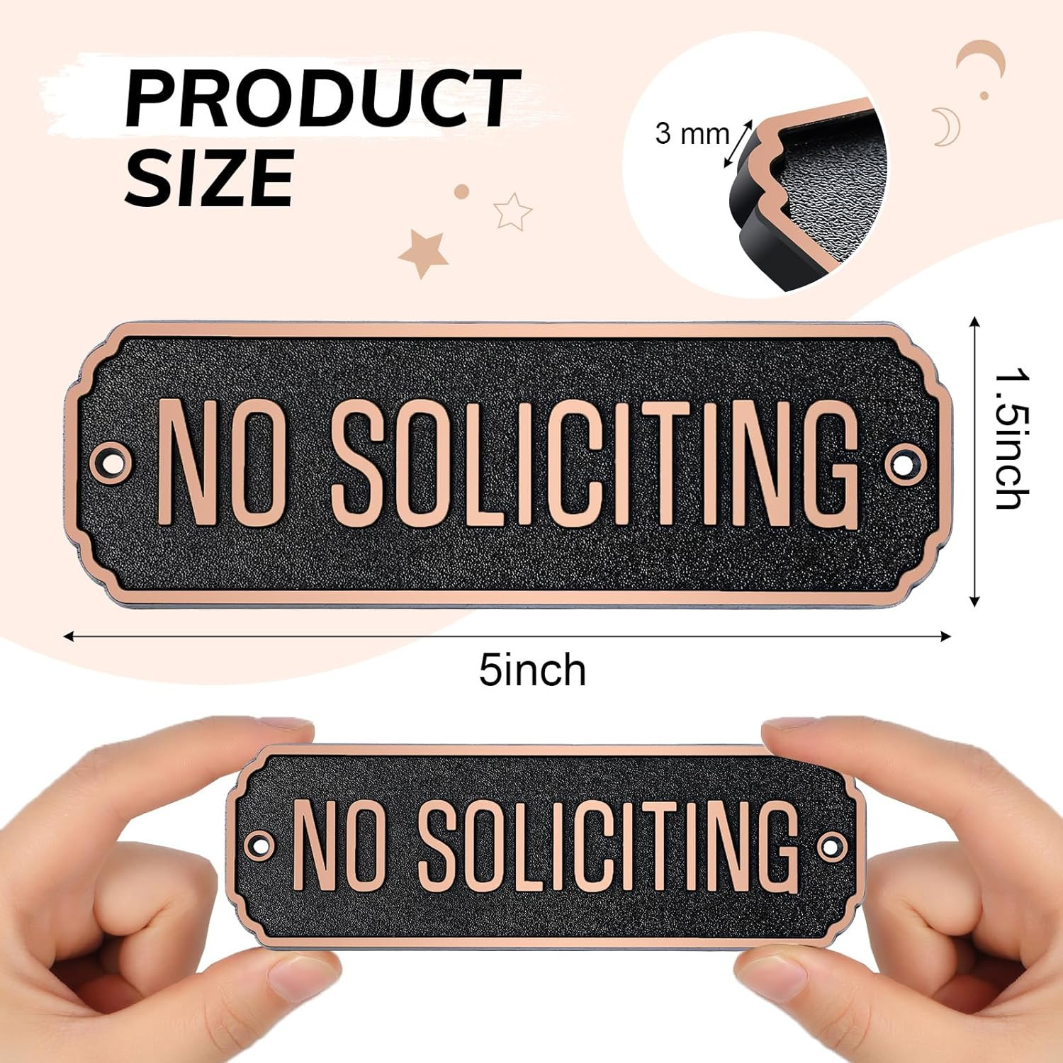 Brass No Soliciting Sign 1.5″ X 5″ No Soliciting Door Sign Thank You Solid Brass