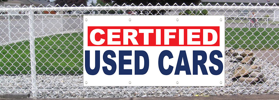 Certified Used Cars White Blue Auto Car Repair Shop Vinyl Banner Sign