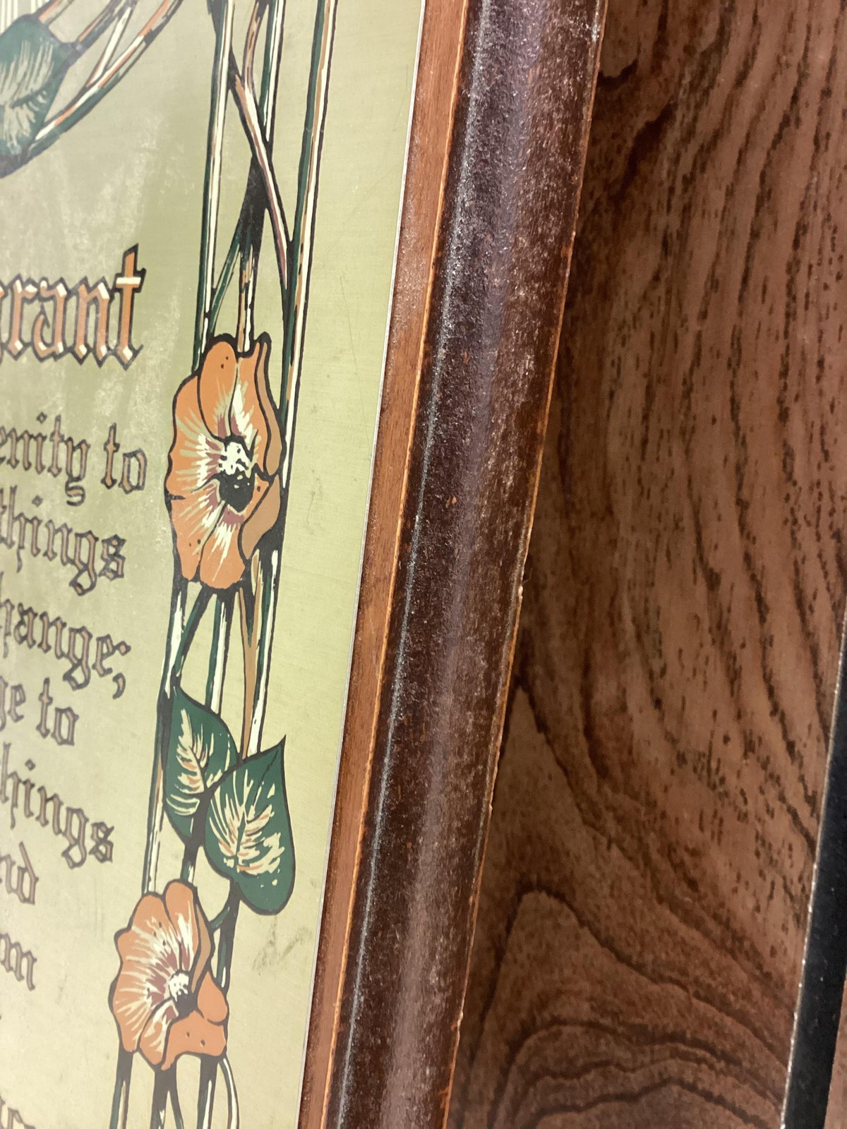 Vintage Serenity Prayer Wall Plaque Gold Arch Floral Metal Wood Christian Decor
