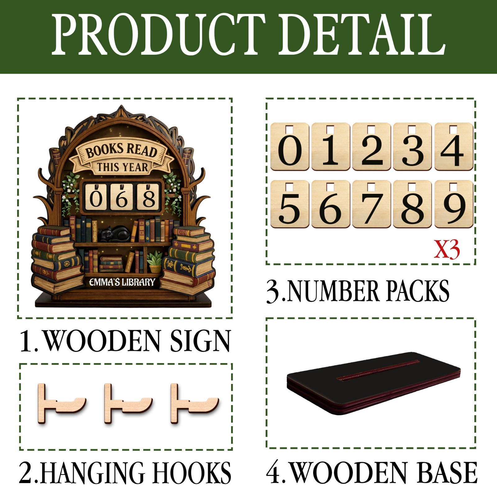 Personalized Reading Tracker Wooden Book Tracker Books Read Counter Custom