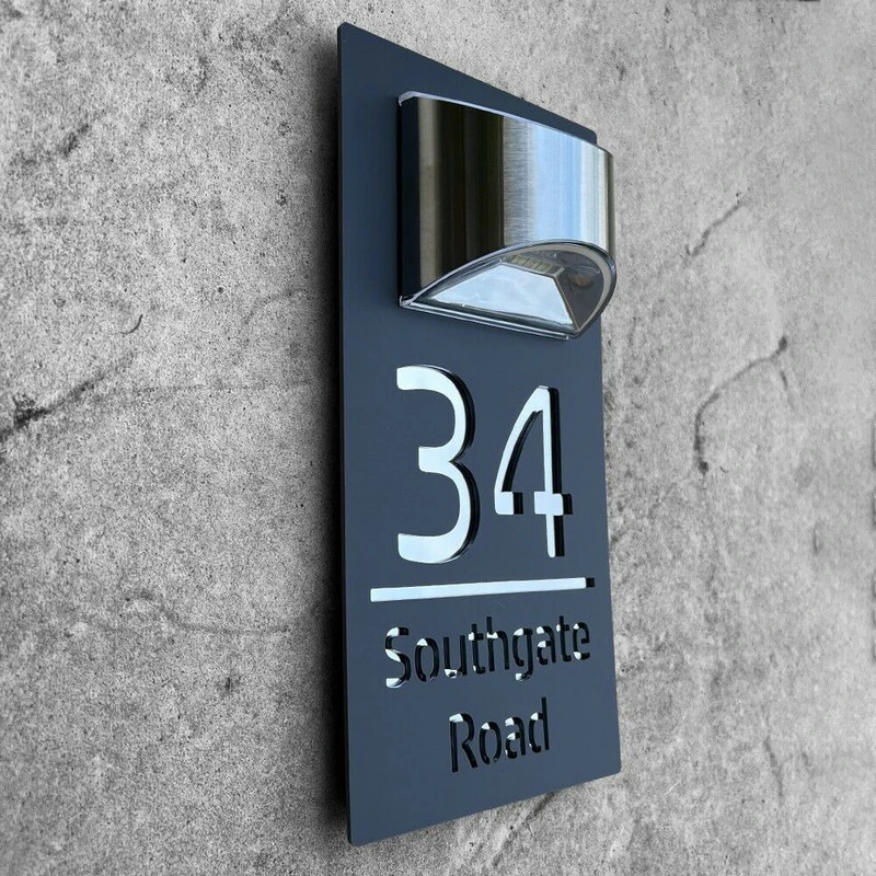 Personalized House Sign Solar LED Light Address Sign Street Name Door Plates