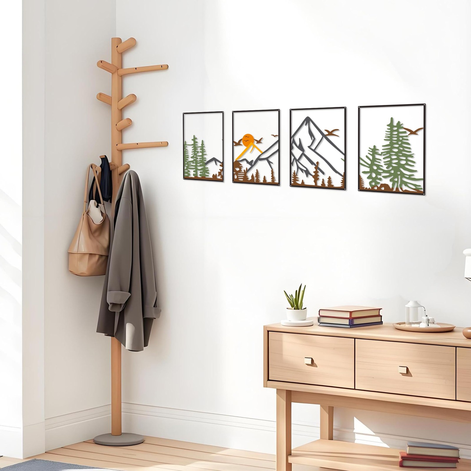 Colorful Metal 47.24 x 15.7 inch Mountain Wall Decor – Minimalist Wall Art fo…