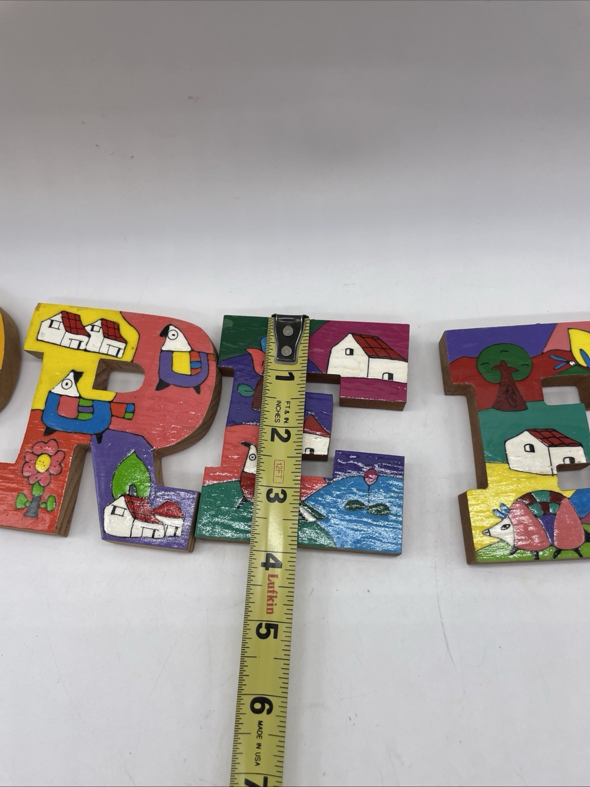 Wood Hand Painted Letters El Salvador 4” Wall Hang Various Designs – Choose