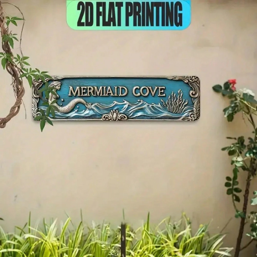 Mermaid Cove Metal Wall Art Coastal Beach House Decor Nautical Sign