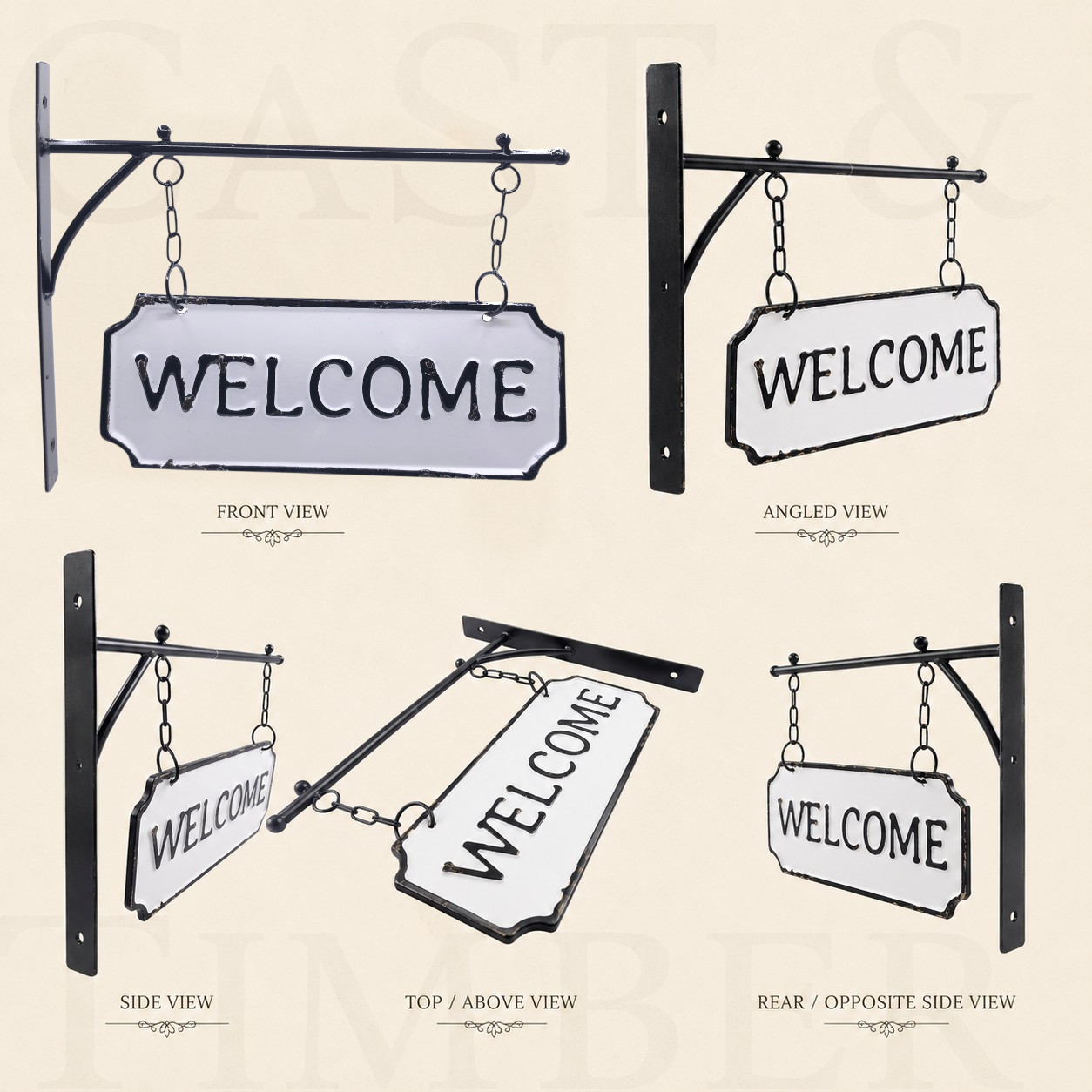 Double Sided Welcome Hanging Sign Farmhouse Porch Entryway Garden Decor