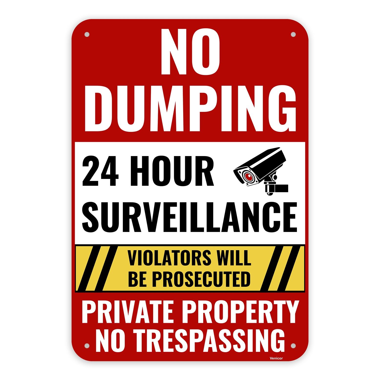 1PC No Dumping Sign Private Property Sign, 13 x 9 inches, White, Red, Black