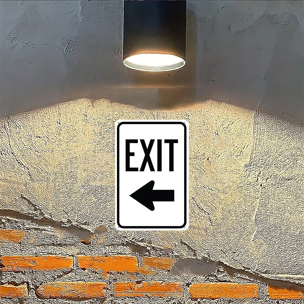 Vintage ‘EXIT’ Arrow Metal Tin Sign Retro Industrial/Game Room Wall Decoration