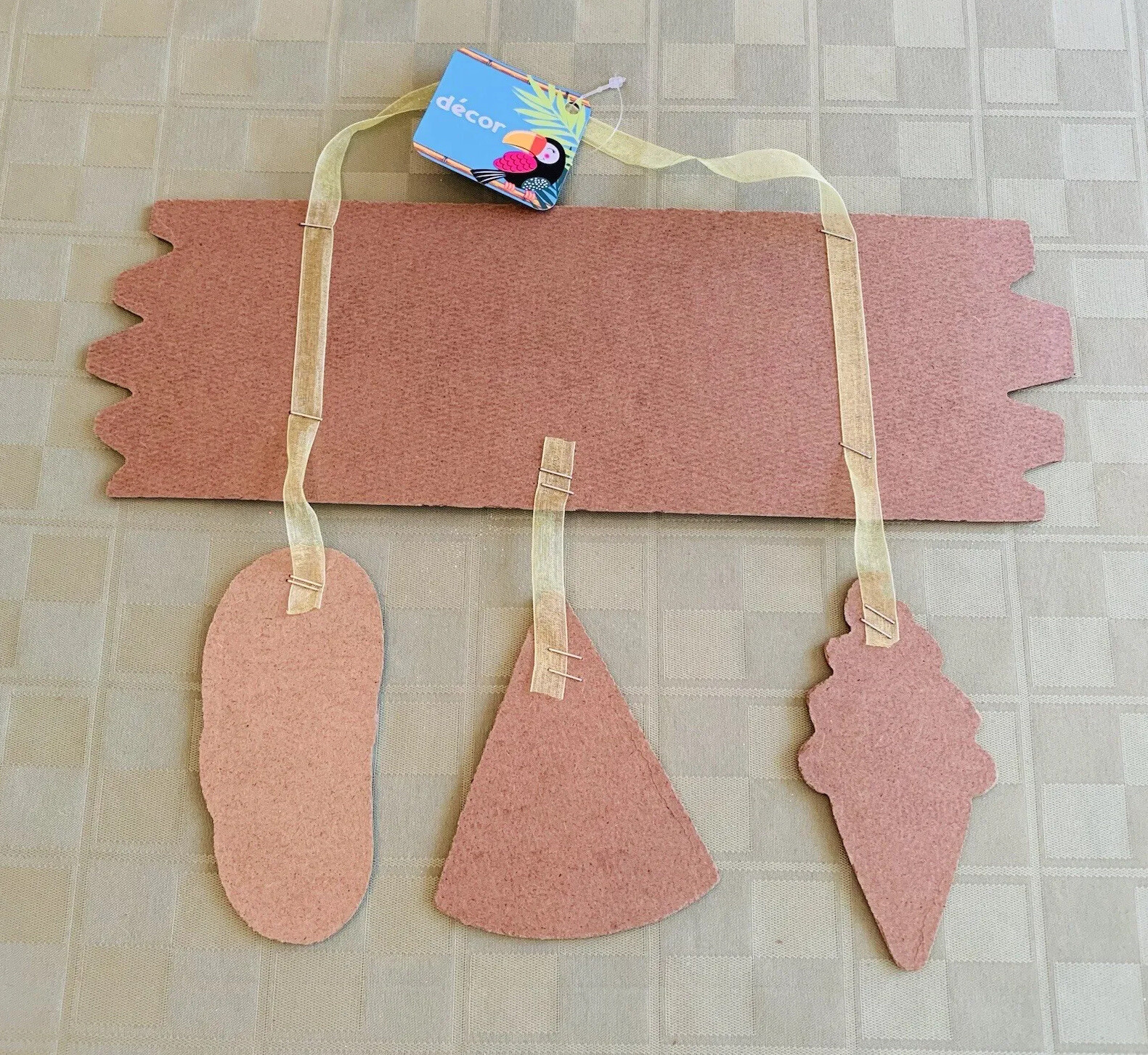 WELCOME Summer Sign Ice Cream Cone Watermelon Sandal Decor Glitter Wall Door NEW