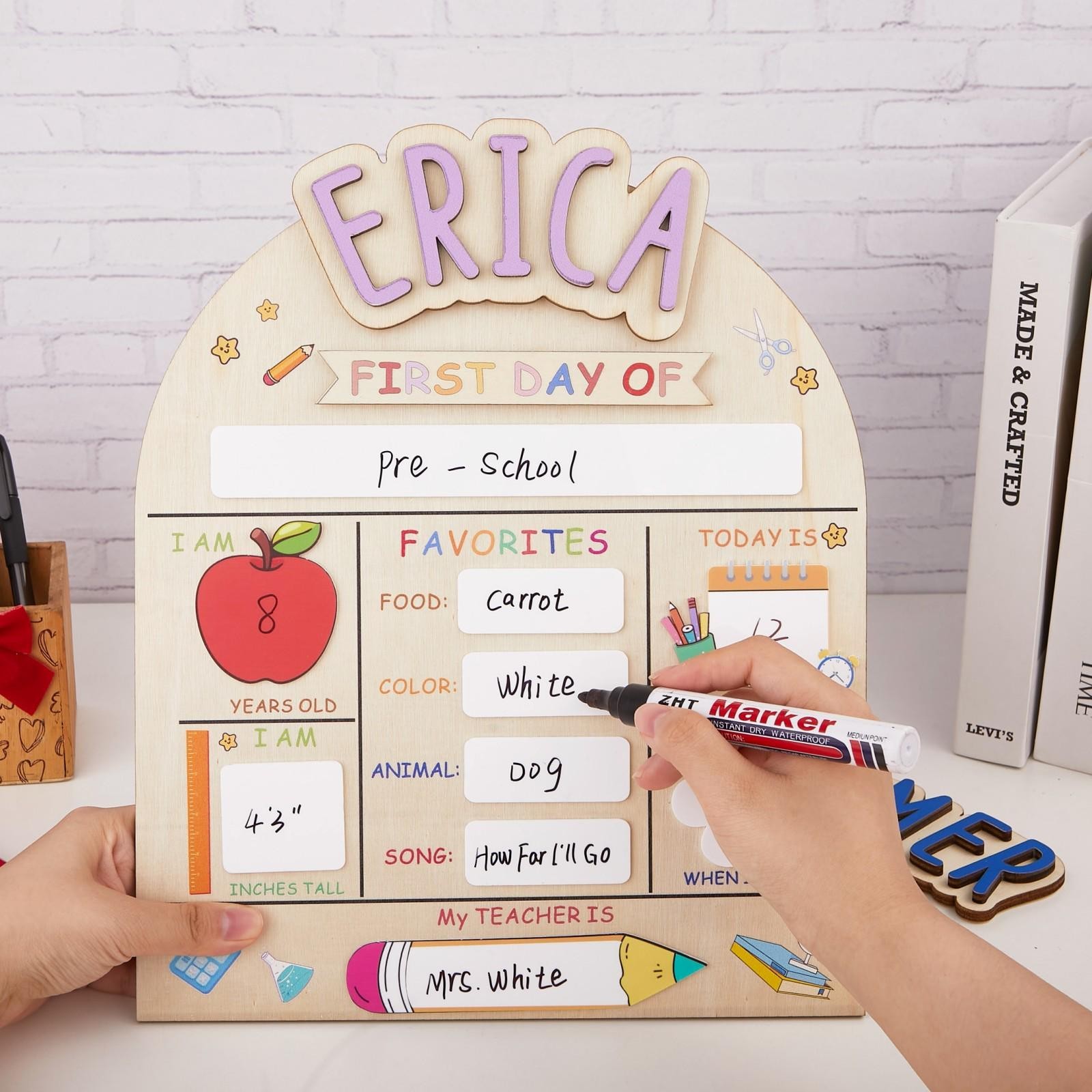 Personalized First & Last Day School Board Kindy Grade Sign