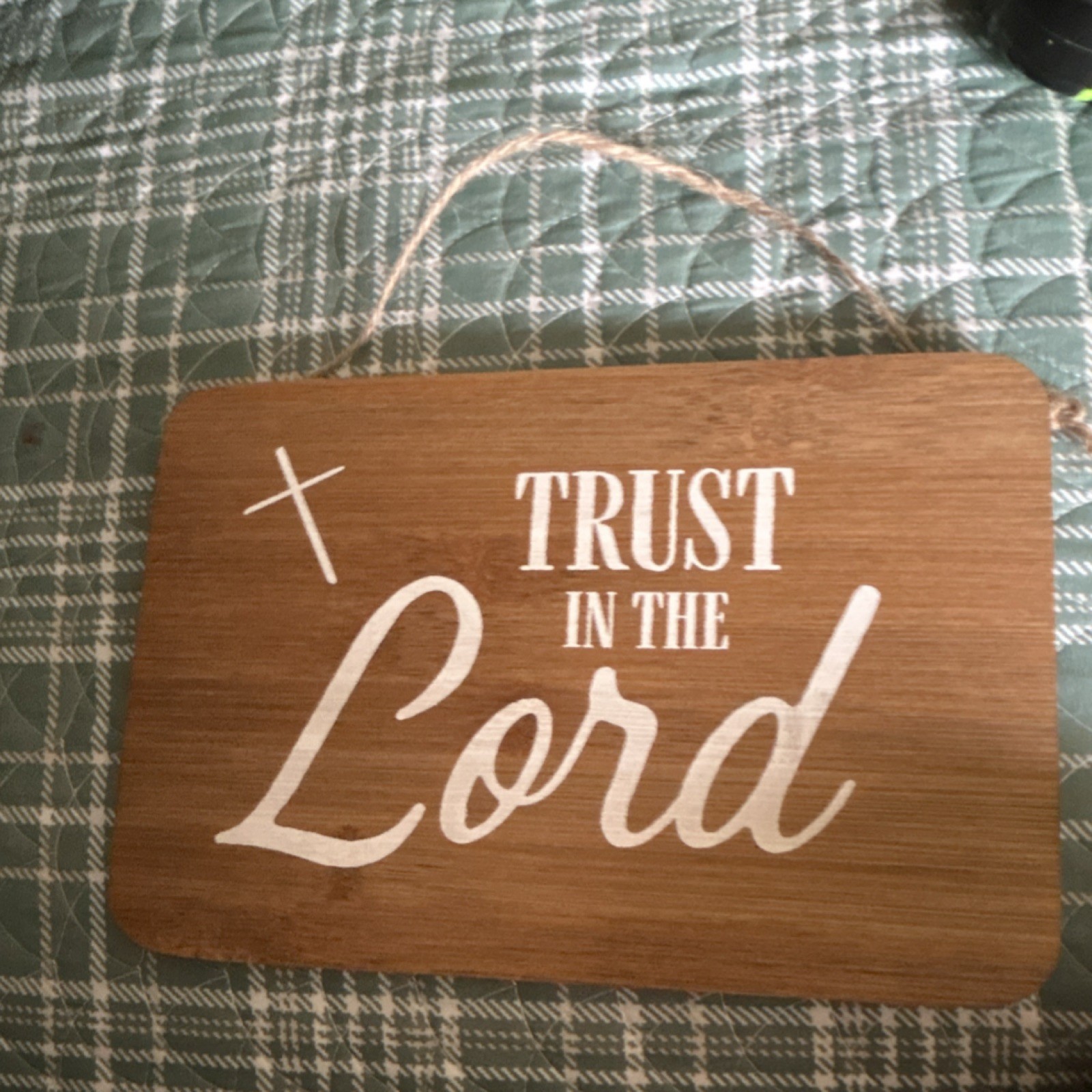 Wood Hanging Decorative Sign “Trust in the Lord” Inspirational Brown/White