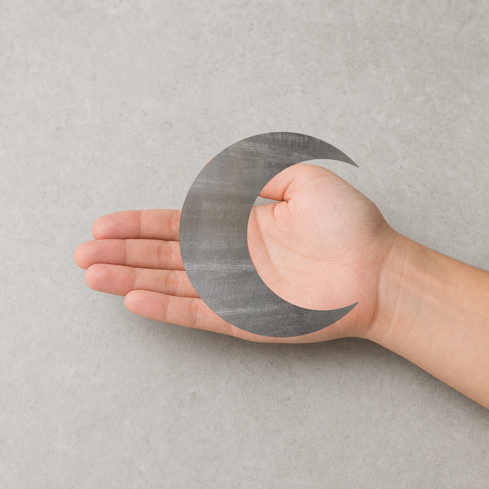 Crescent Moon Steel Cutout Shape, Raw Metal Wall Art and Craft Supply