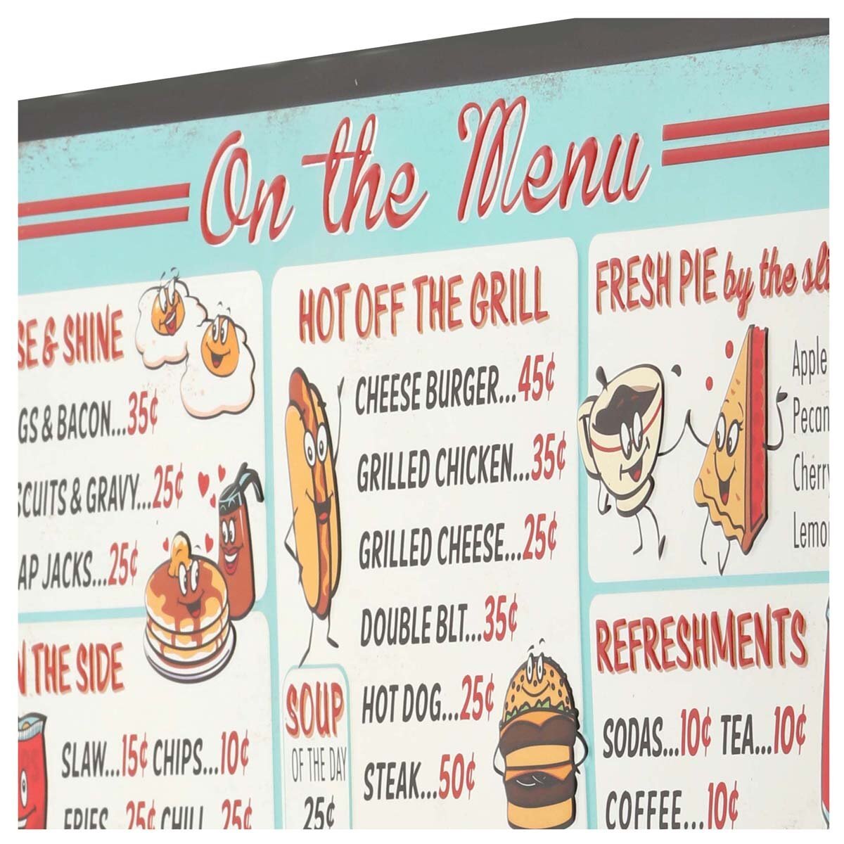 On the Menu Embossed Metal Sign – Vintage Diner Menu Sign