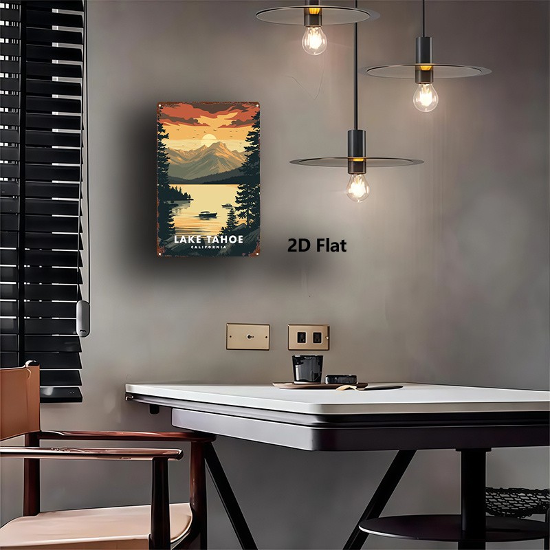 2D Flat, 1pc, Metal Sign, Lake Tahoe California, Home, Garden, Farmhouse
