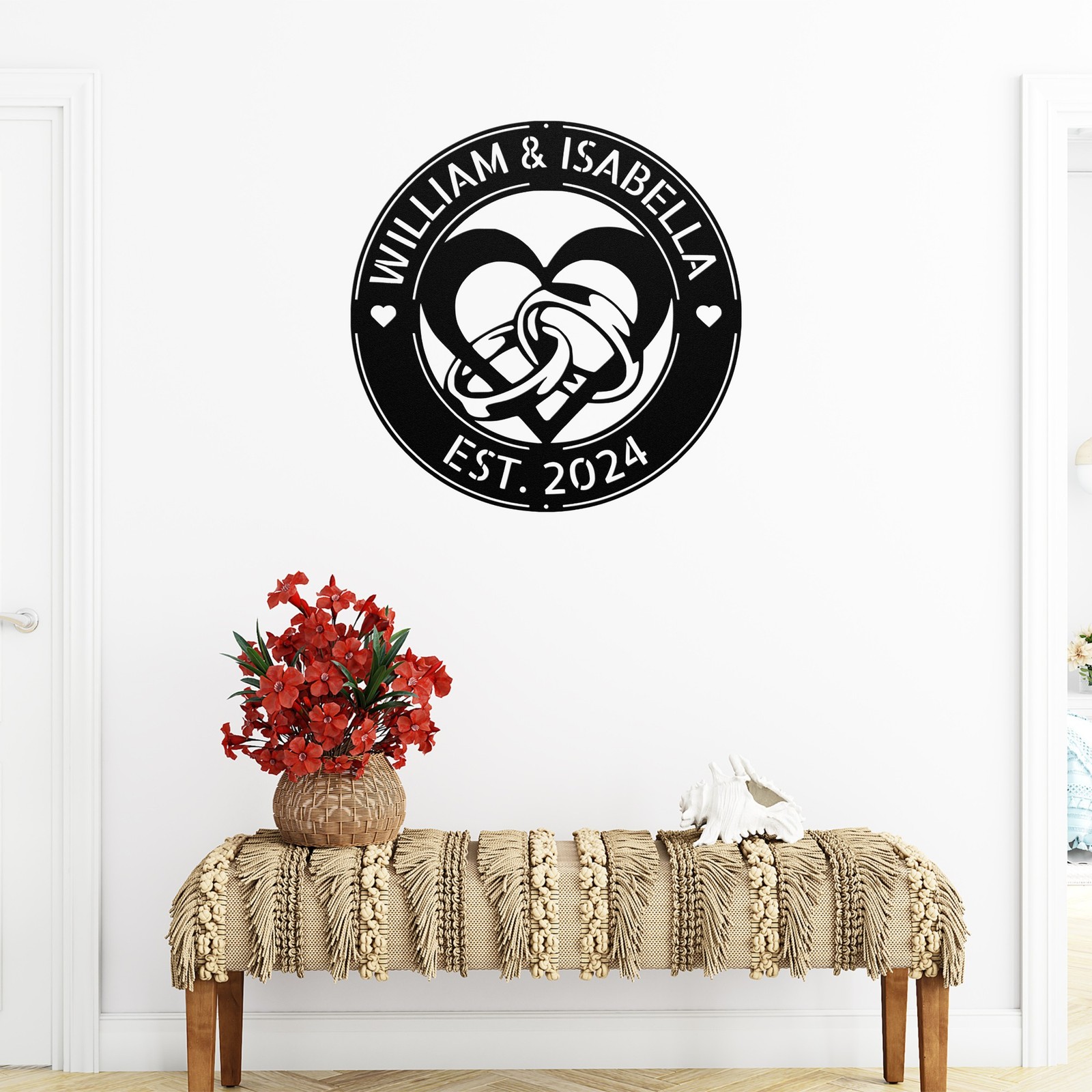 Personalized Ring Heart Metal Wall Art Sign Home Decor Engagement Wedding Gifts