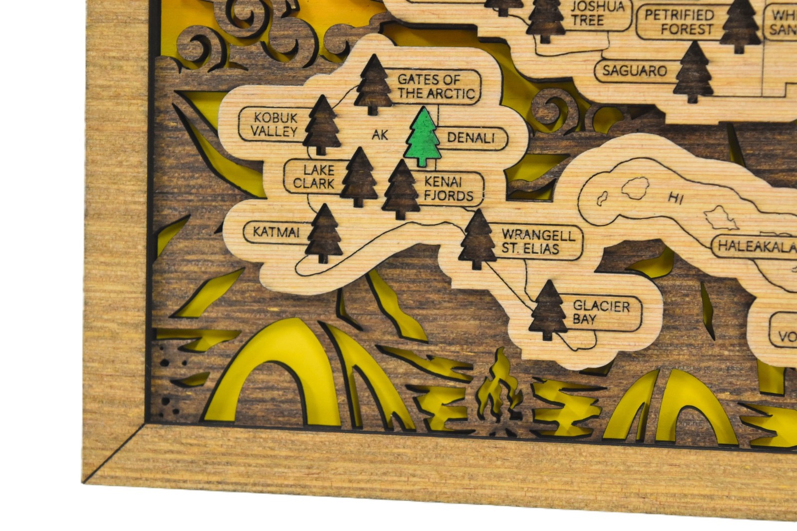 Handmade Wood National Parks Travel Map