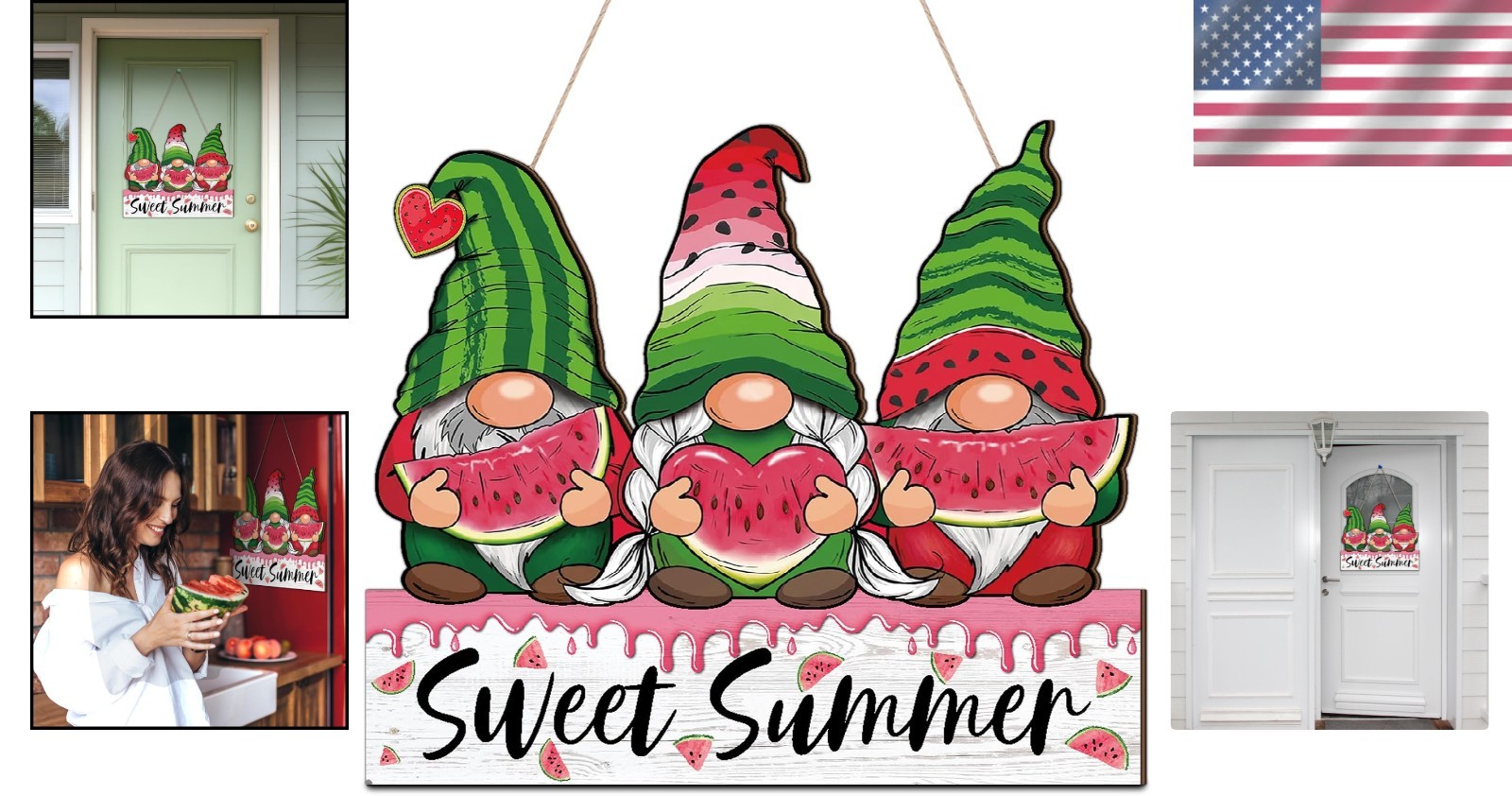 Lightweight Farmhouse Gnome Summer Hanging Sign – Perfect for Indoors & Outdoors