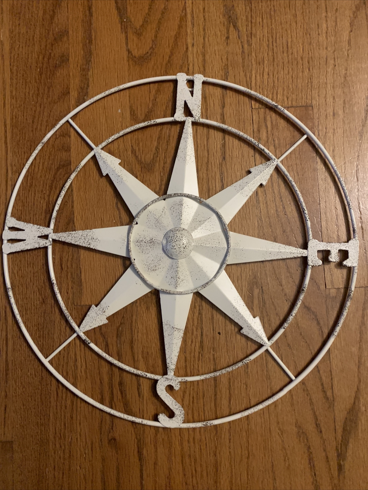 Shabby Chic Nautical Barn Star Metal Compass Wall Hanging Art Approx 13” ❤️tb