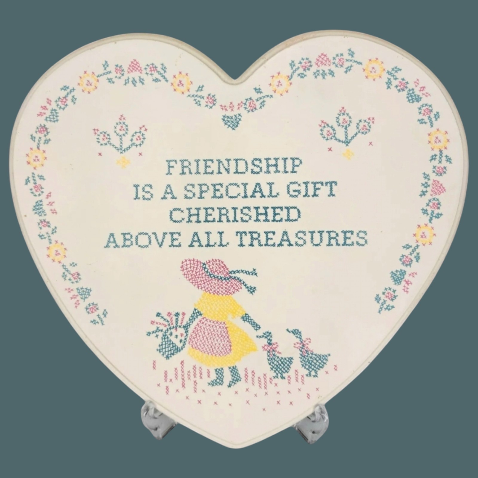Country Wood Heart Wall Sign Friendship Is A Special Gift Vintage Plaque Geese