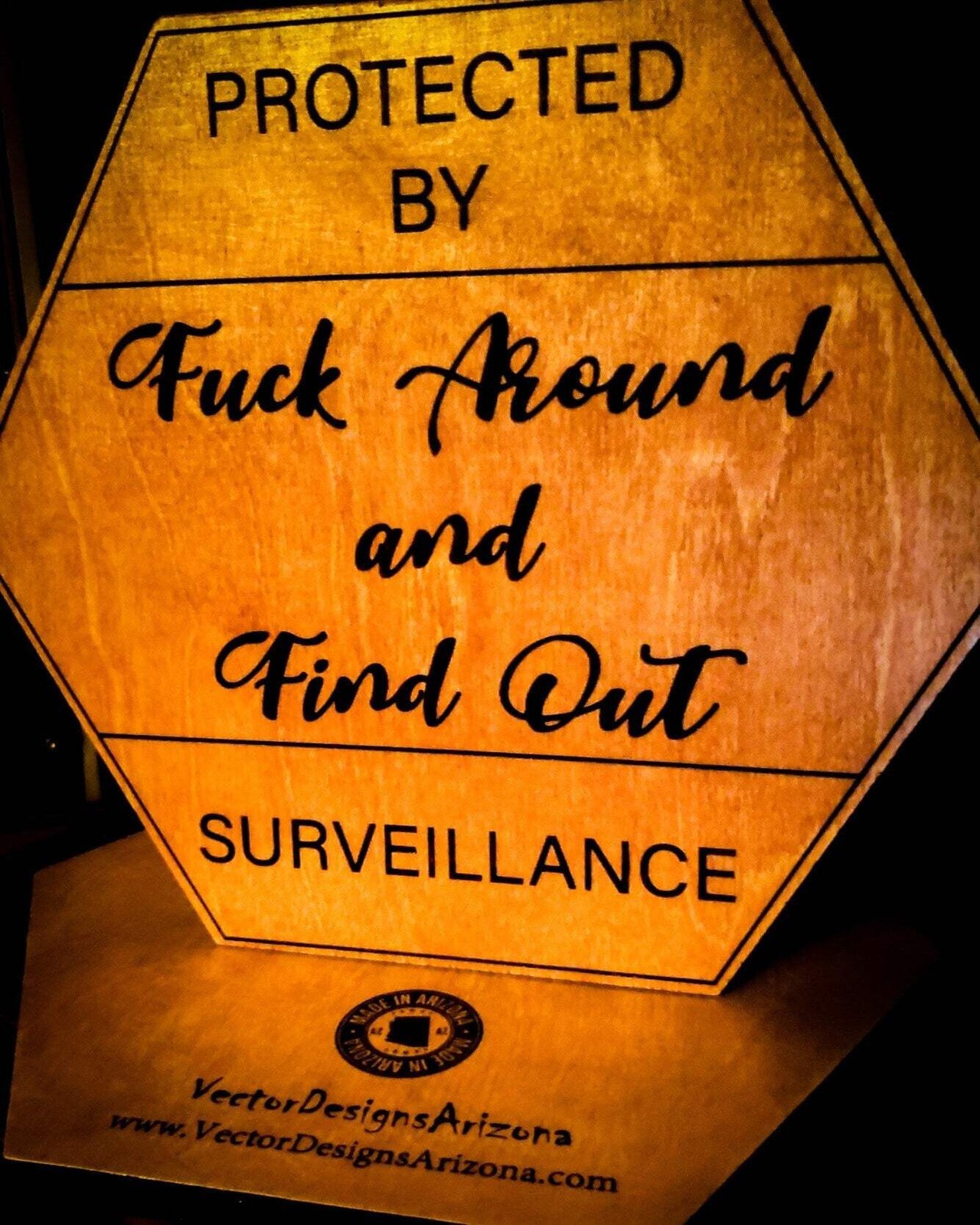 Funny Laser Etched Warning Sign Rustic Wood Plaque Novelty Decor
