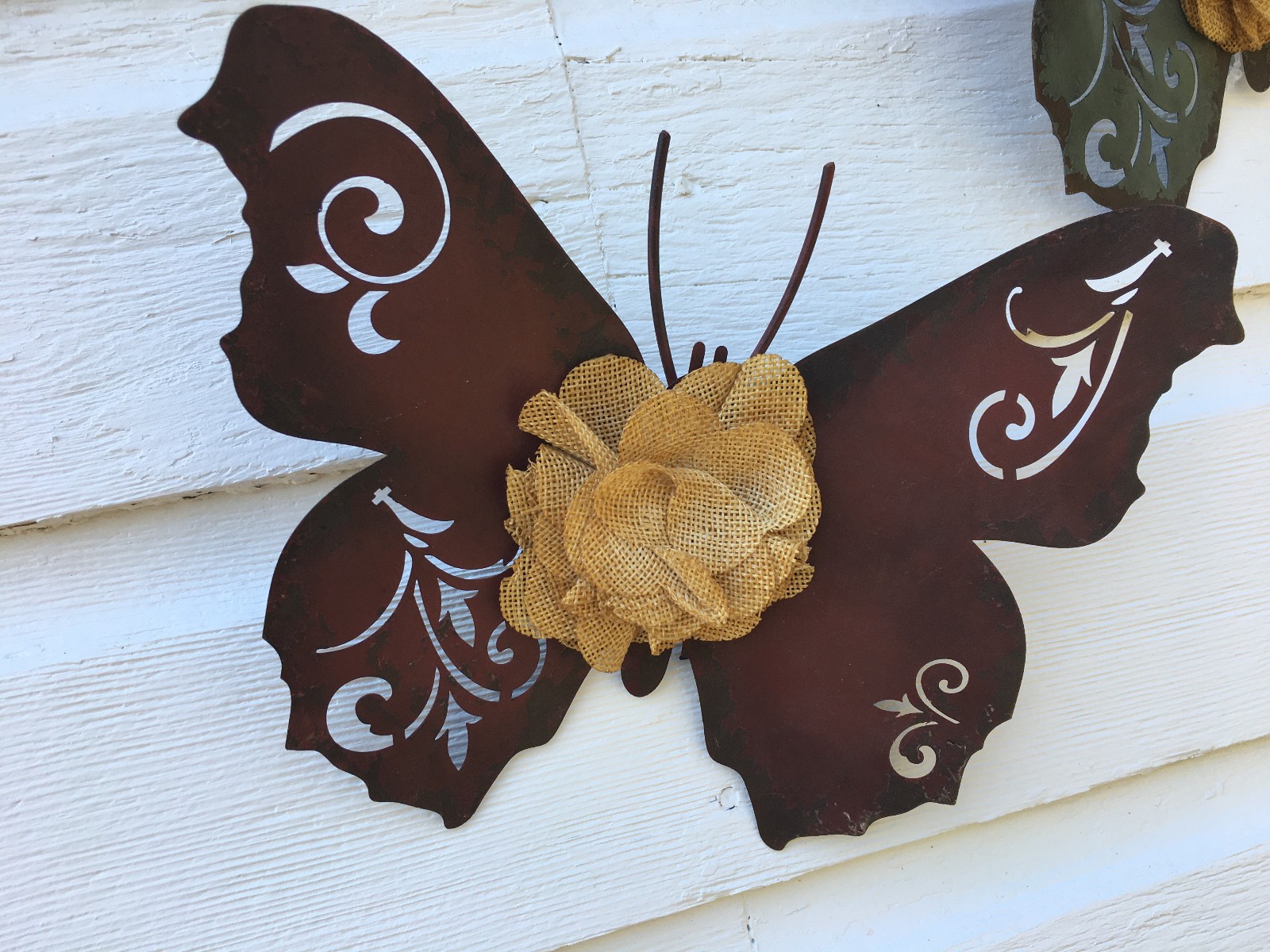 Butterfly Wall Decor Metal Rustic Wall Hangings Set Of 2 Butterflies NWOT 9×7