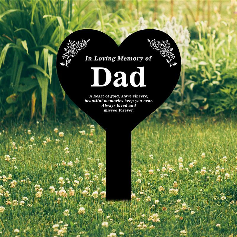 Personalized Heart Acrylic Plaque Stake, Grave Plaque, Temporary Grave Marker