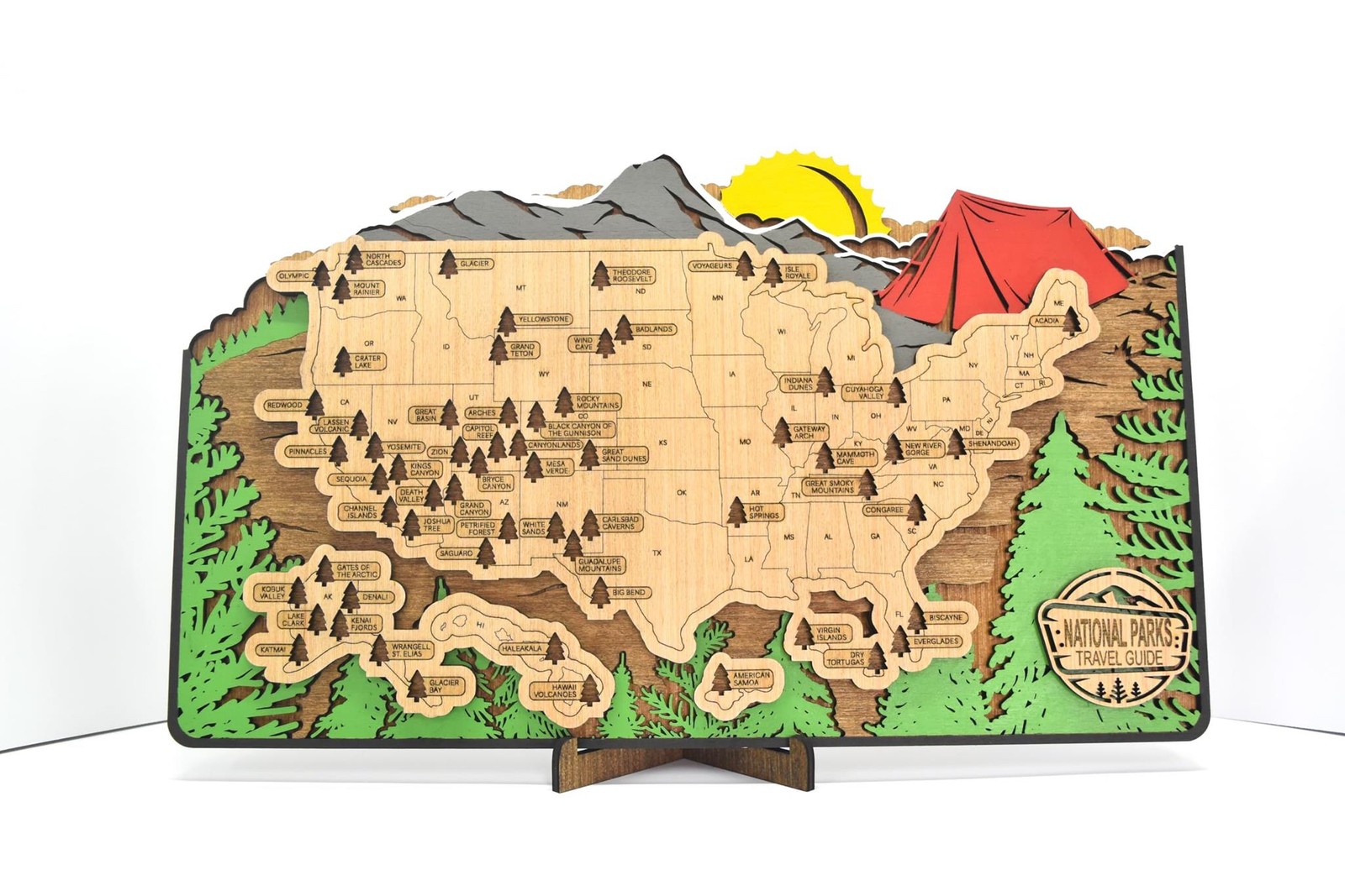 Handmade National Parks Wooden Travel Map
